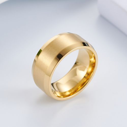 大号12号拉丝哑光指环钛钢戒指镀金宽大ring戒指