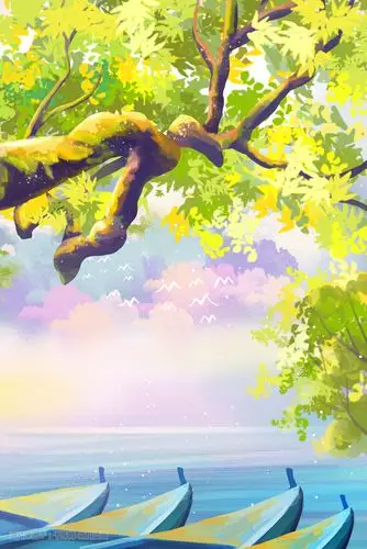 风景手绘插画背景