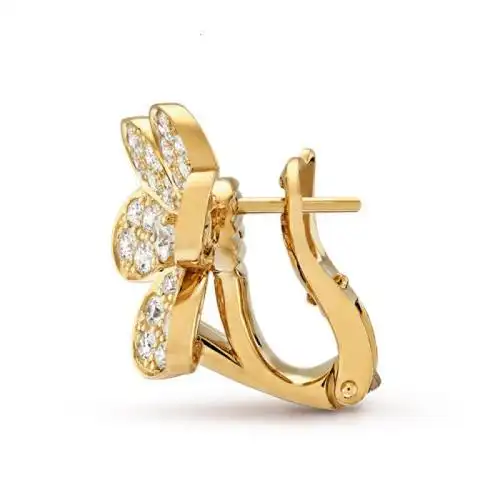 vancleefarpels梵克雅宝经典frivole系列18k金金镶嵌钻石满钻三瓣花朵