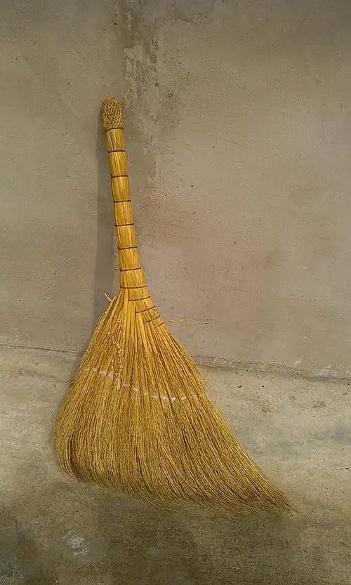 这是一把普通的扫地用的笤帚,可能市场上只卖个十几二十元这是笤帚的