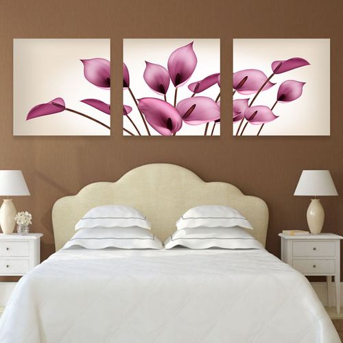 卧室床头装饰画小清新温馨挂画餐厅背景墙画三联组合现代简约壁画