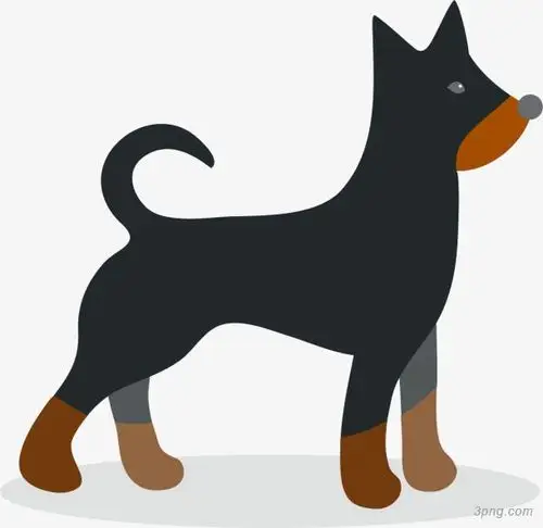 卡通站立着的黑色小狗