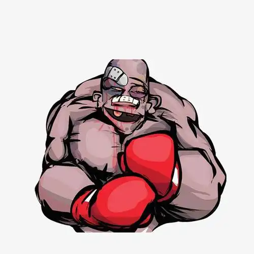 卡通鼻青脸肿的搏击选手素材