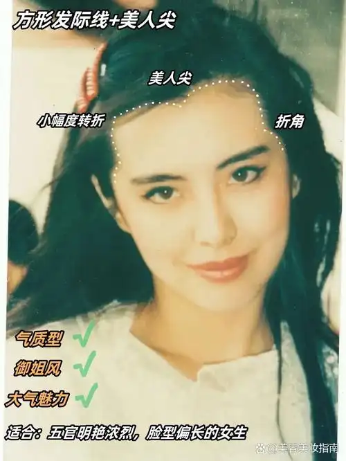 明艳美人的标志,王祖贤款方形美人尖发际线
