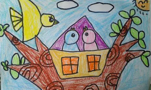 小鸟的家/少儿绘画作品/儿童画/网络美术馆_中国少儿美术教育网