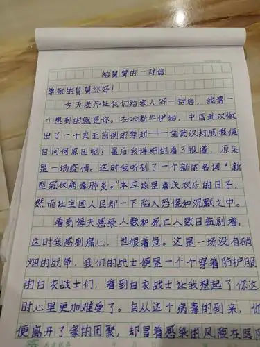 一封信       尊敬的舅舅您好:       今天老师让我们给家人写一封信