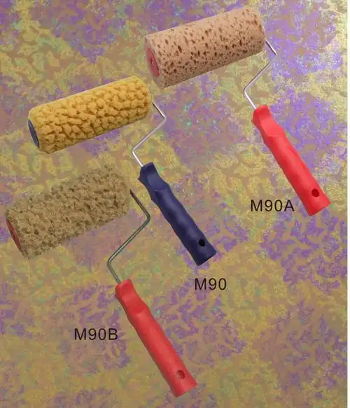 艺术海藻绵滚筒刷三色珠光漆滚筒硅藻泥工具艺术漆纹路肌理漆工具_7折