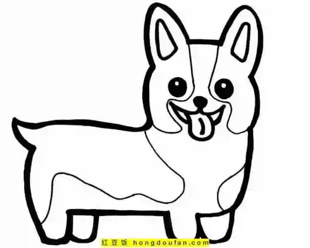 11张有趣的软萌可爱的小柯基犬卡通涂色简笔画