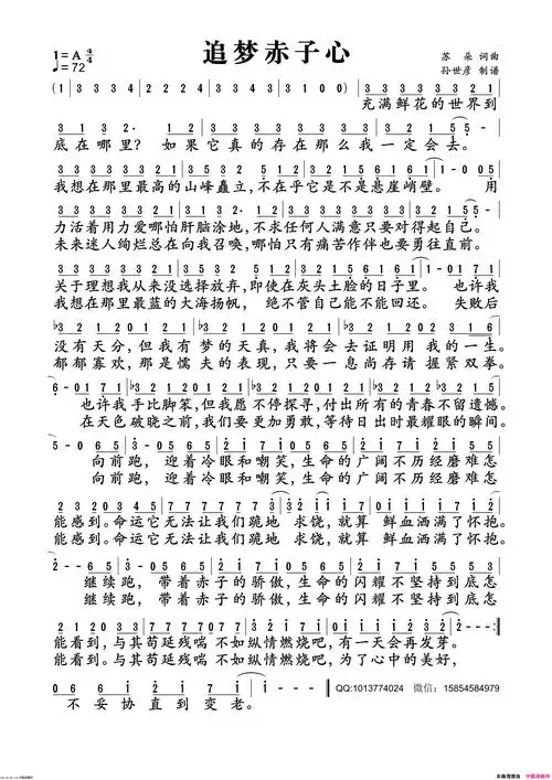 追梦赤子心简谱1