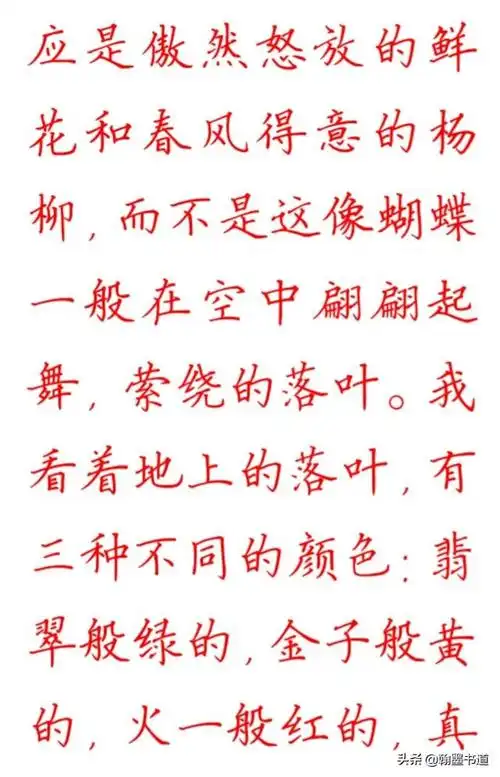 硬笔书法集字作品:徐志摩散文《落叶》