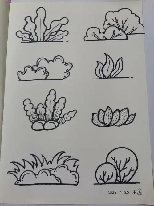 绘画  #简笔画  #儿童简笔画  #画个简笔画  #小草  #黑白装饰画