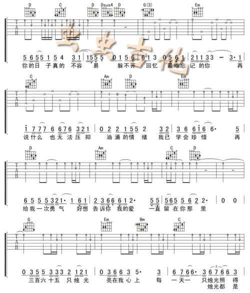 烛光〈吉他谱〉 - 木子吉他 - 木子吉他