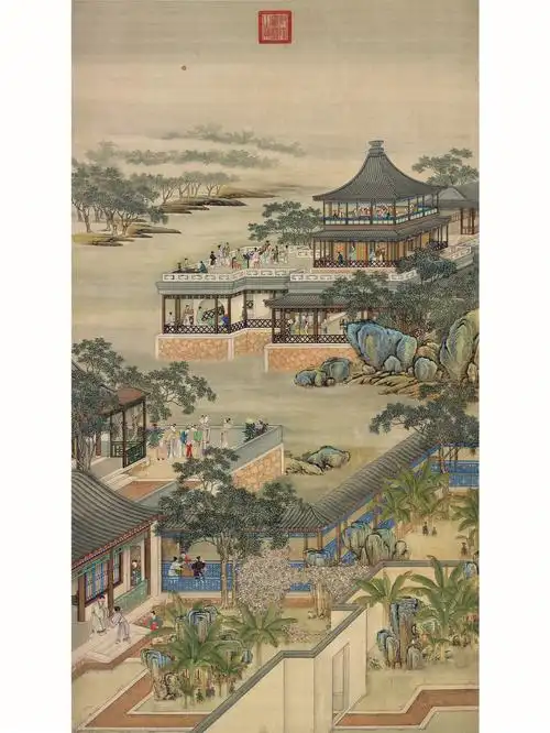 清画院画十二月月令图八月