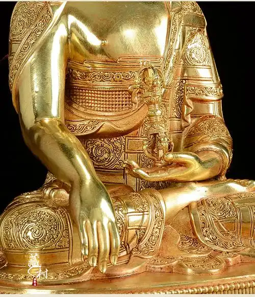 【京选好货】藏村释迦牟尼佛像10寸全鎏金藏传佛教密宗佛堂摆件释迦不