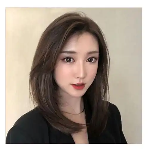 乐泡 假发女中长发真人发时尚气质八字刘海内扣锁骨发修颜减龄整顶