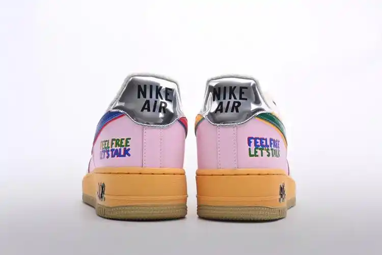耐克空军一号nikeairforce1lowfeelfreeletstalk鸳鸯粉蓝绿生胶低帮