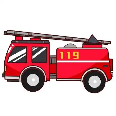 119全国消防宣传日卡通手绘消防车免抠素材