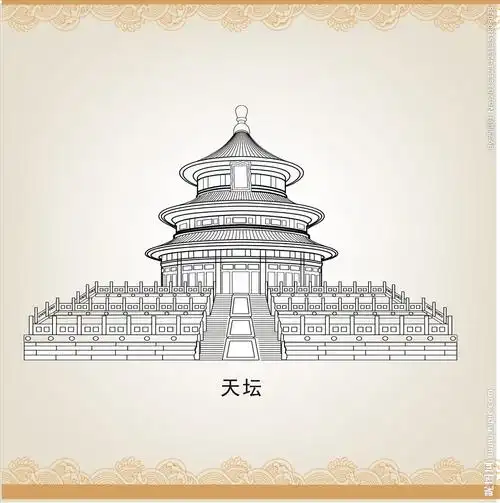 天坛线描图片
