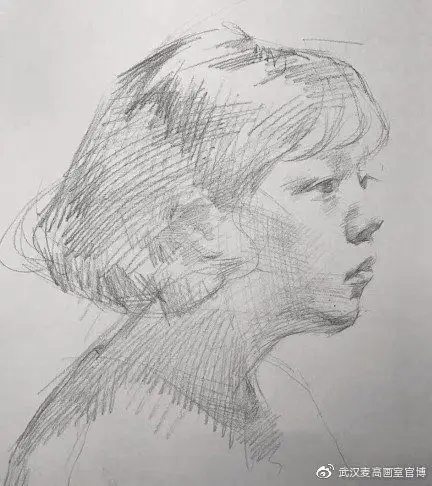 难度较大的二分之一女青年大侧素描头像解析