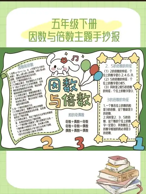 90五年级数学因数与倍数探秘手抄报95