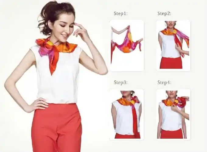 丝巾的各种围法#④【活力四射的办公室造型】 step1:丝巾折成三角形