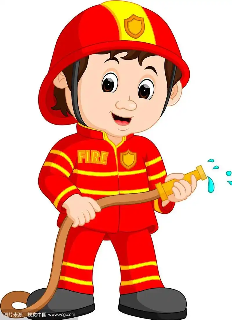 可爱的卡通消防员