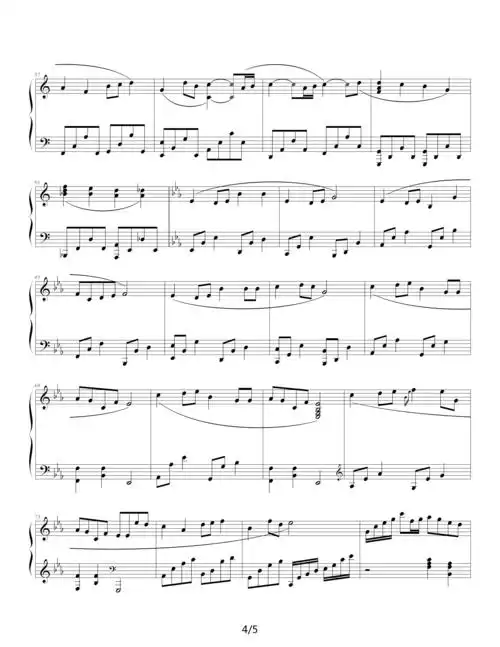 梁o茹 丁 知足 c调 钢琴谱 五线谱