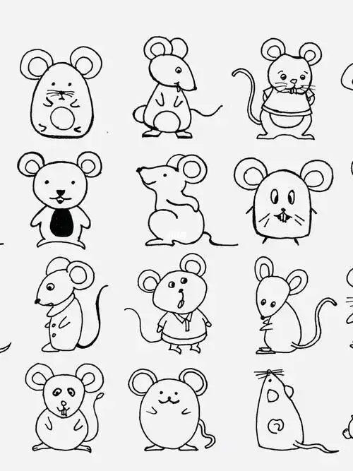 十二生肖子鼠生肖老鼠简笔画子鼠简笔画十二生肖简笔画子鼠卖萌老鼠
