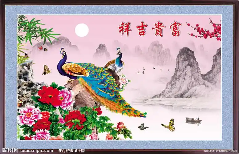 百福图 大型玄关背景墙(九鱼 花卉油画 花卉油画 花卉油画 山水 风景