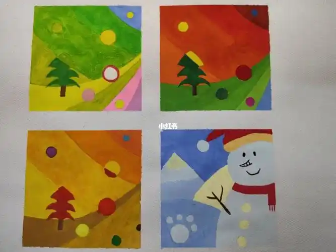 水粉四季图春夏秋冬