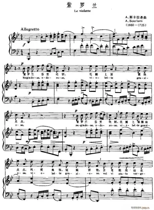 [意]紫罗兰(中外文对照, ) 歌谱简谱网
