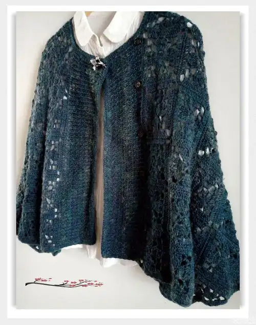 知性时尚结构奇特的女士钩针外搭开衫