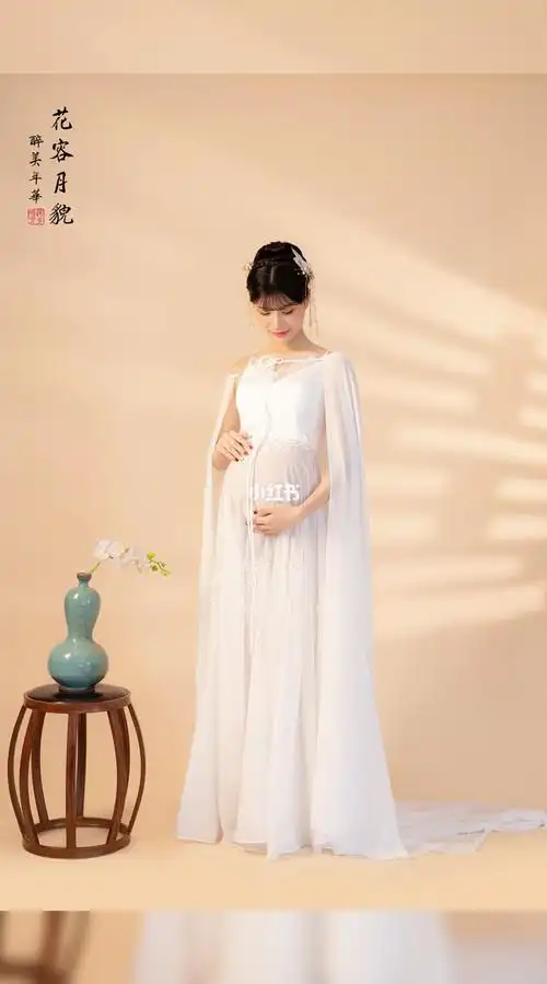 郑州古风孕妈照清雅素衣