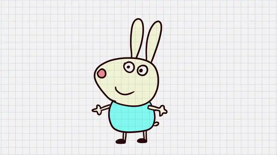 小猪佩奇简笔画:画小猪佩奇中的小兔瑞贝卡简笔画