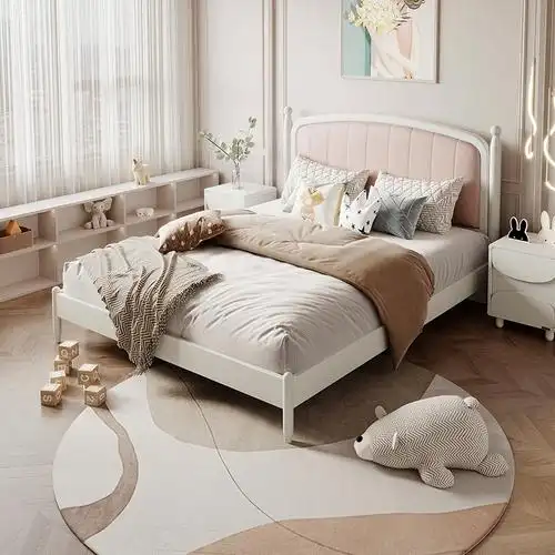 全友家居田园风儿童床儿童房卧室家具女孩公主床软包床屏板式床12138