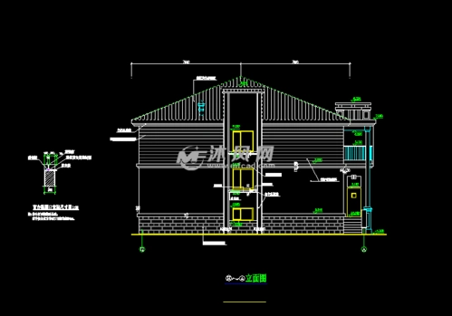 三层别墅侧立面图