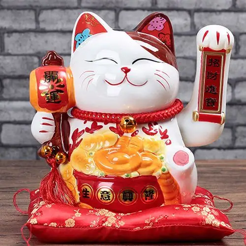招财猫摆件自动招手开业陶瓷大号电动摇手发财猫家居客厅小款礼品视频