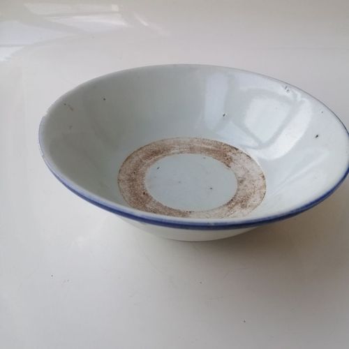 文化大革命时期人民公社青花瓷碗真品一个(115号)包浆自然美品