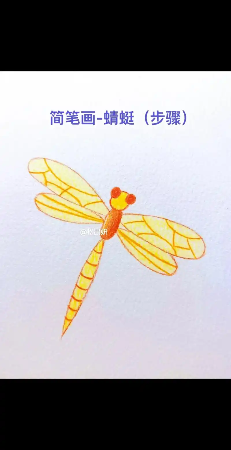 简笔画-彩铅-蜻蜓.蜻蜓,言其尾青葱也;蛉虹,言其状伶仃也, - 抖音
