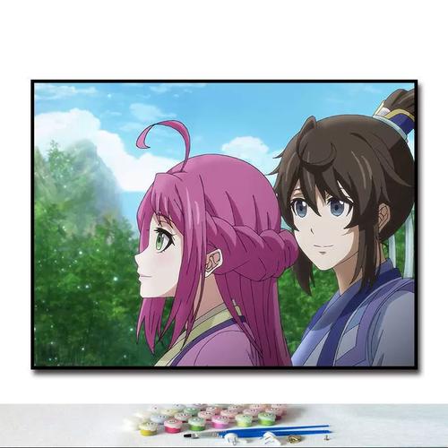 一念永恒灵溪宗白小纯侯小妹动漫人物diy数字手工填充油画涂色画