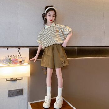 中大童夏款15岁女装童夏装夏款洋气装 卡其色 120cm【图片 价格 品牌