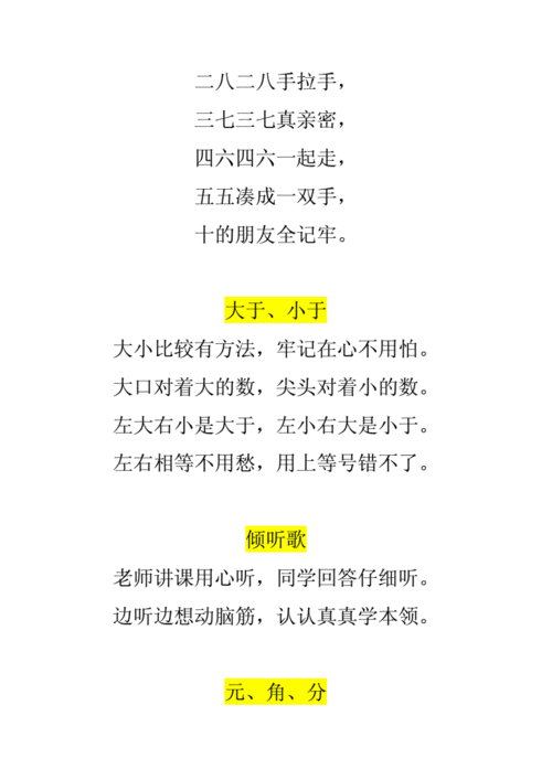 网站首页 海量文档 幼儿/小学教育 小学课件一年级数学课前儿歌.docx