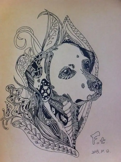 黑白装饰画练习——狗