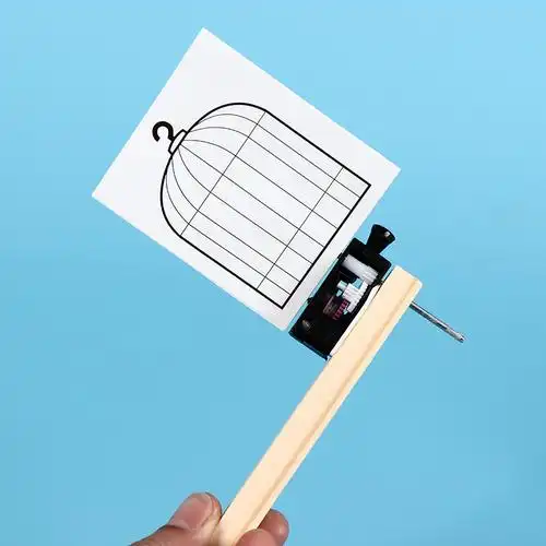 diy科技小制作视觉暂留笼中鸟中小学生科技玩具手工材料批发