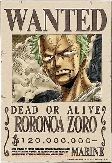 求罗罗诺亚·索隆1亿6000万的悬赏令最好有清晰的图