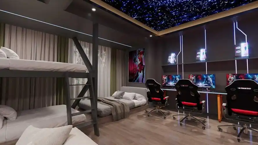 设计根据原有平面图纸,巧妙利用布局规划出双人电竞房,多人电竞房