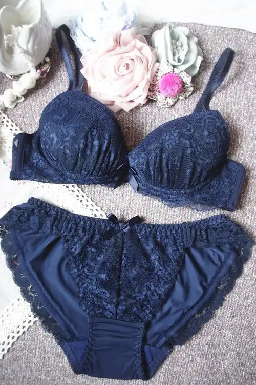 515 日系纯色蕾丝花边绣花时尚甜美聚拢内衣文胸胸罩乳罩套装