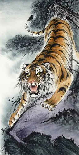 国画老虎欣赏