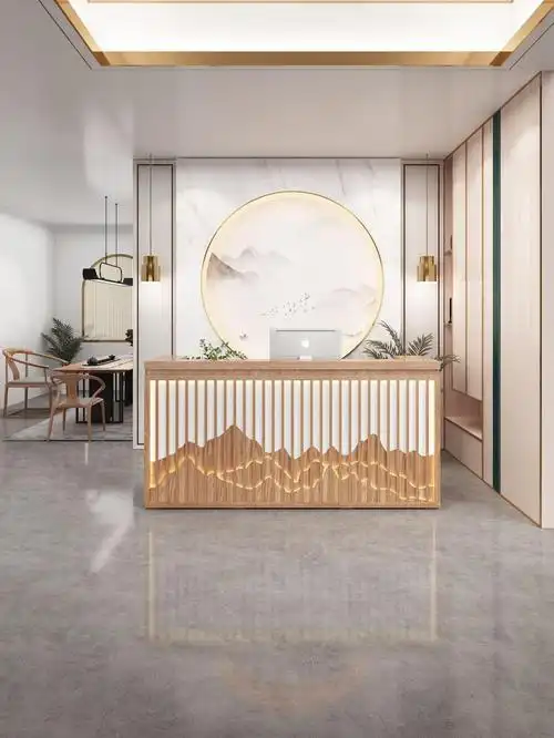 2021新款新中式收银台名宿客栈酒楼吧台柜台养生店瑜伽馆茶楼前台