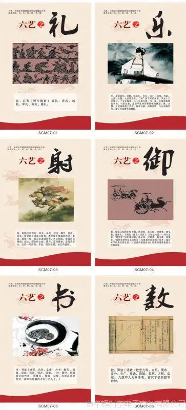 中华国学教育挂图 儒家文化展板宣传画海报 六艺墙贴画套图scm07